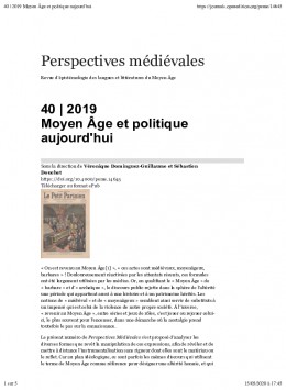 Perspectives Medievales-revue D'epistemologie Des Langues Et Litteratures Du Moy